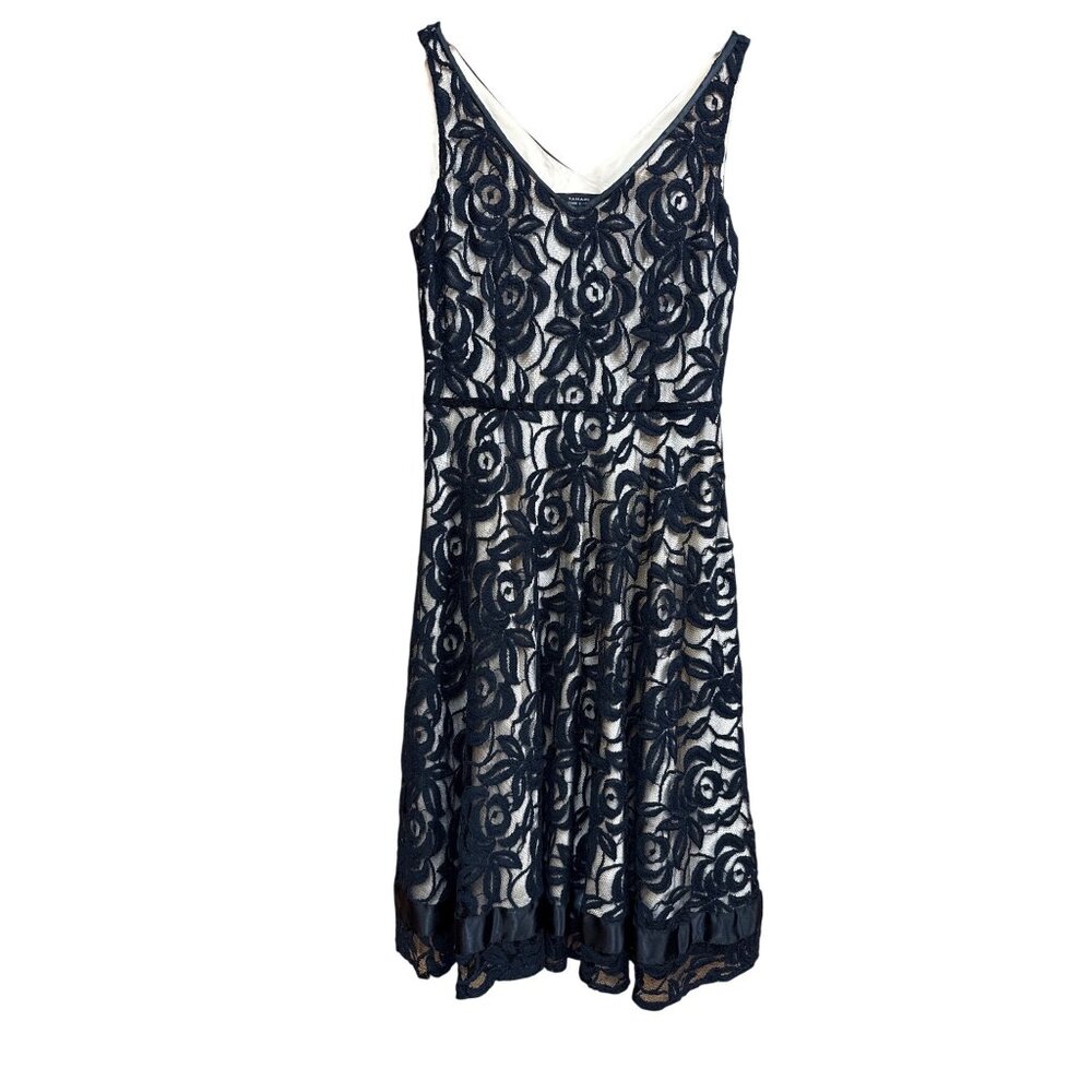 Tahari Black & Nude Lace Sleeveless Dress 8